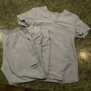 Figs Scrub top and bottoms. Blue/Grey color. Size small top/Petite Small bottom.